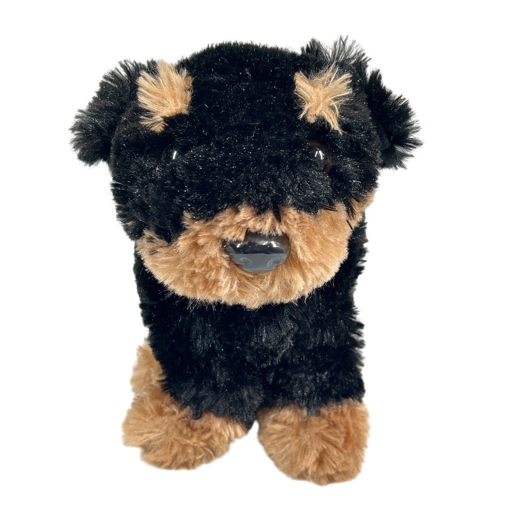 Terrier Yorkie Puppy Dog 11" Plush Purse Black Brown
